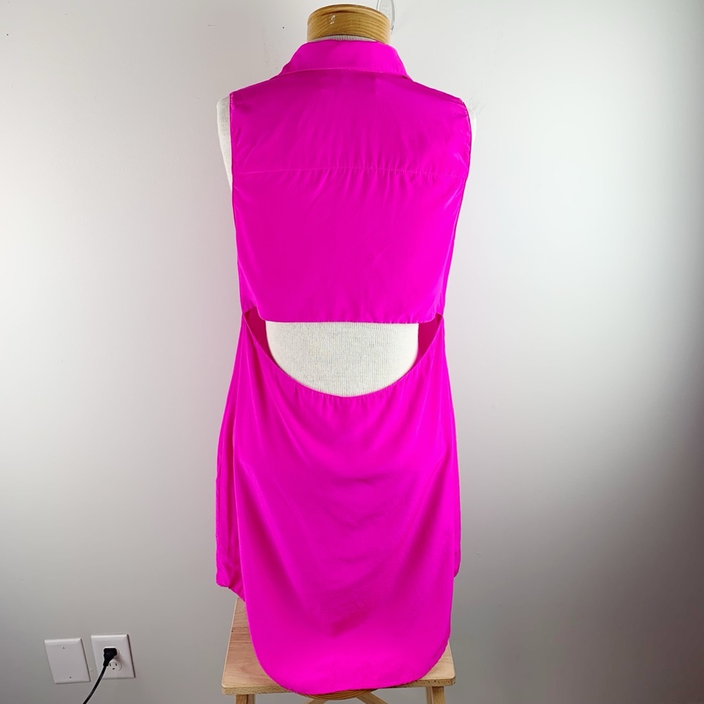 Amanda Uprichard Logan Silk Shirt Open Back, Pink - Picture 3 of 10